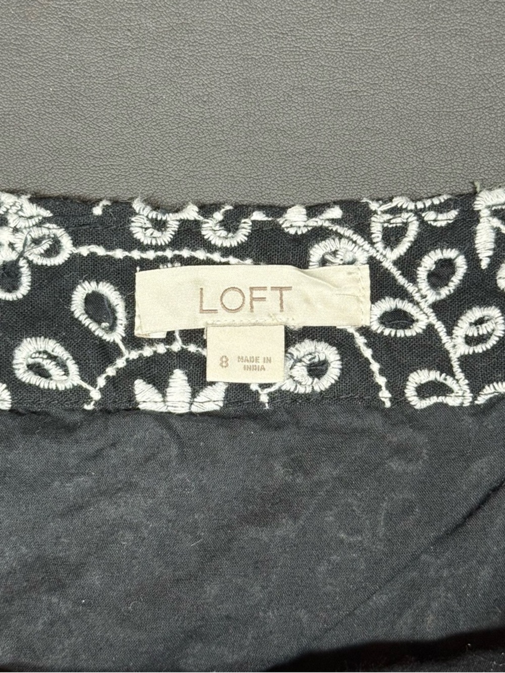LOFT Black Skirt with White Eyelet Embroidery - Picture 3 of 4